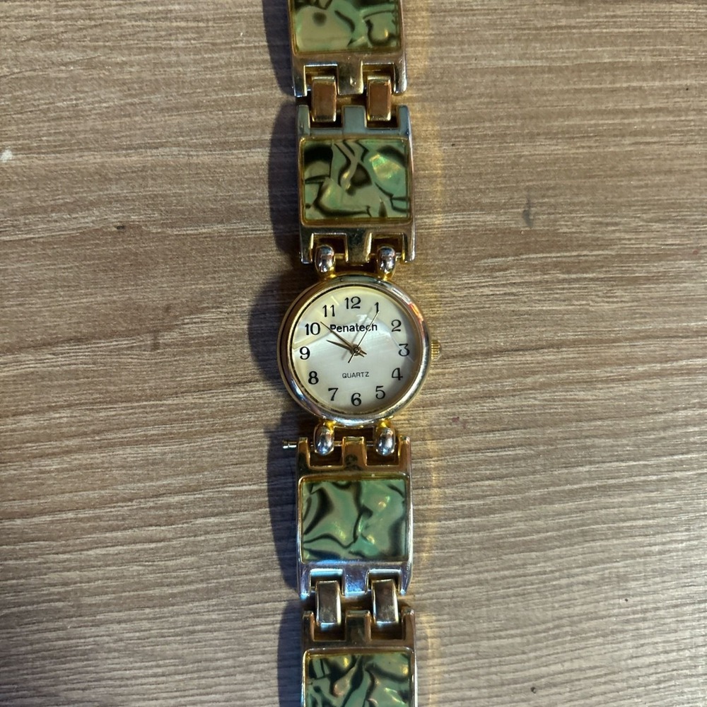 Penatech Quartz Watch Gold Tone Abalone Link Bracelet‎
